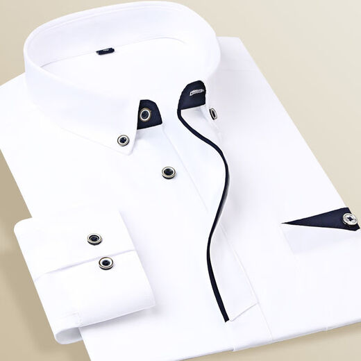 
Zhidou Dou spring and summer shirt men's long-sleeved shirt New Year fashion high-neck large collar diamond button trendy men's lining black double-layer collar 9215 38 S