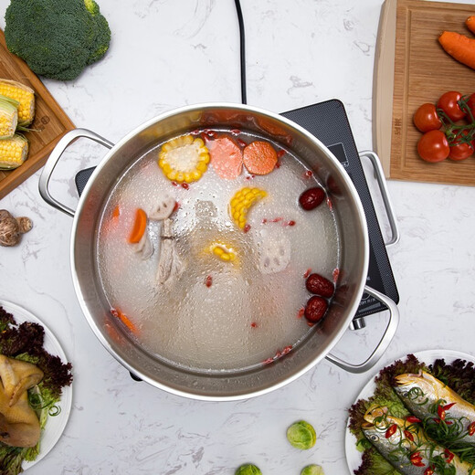 Momscook stainless steel steamer set 28 multi-layer steaming grid steamer 304 double-layer thickened universal soup pot steamer dual-purpose MT2814ST2 steamer - 2 layers 28cm