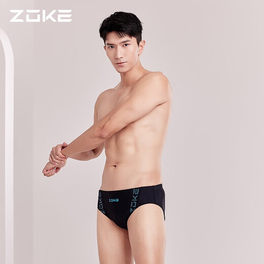 Zhouke's nouveau maillot de bain pour hommes triangle taille basse serré mode sportive maillot de bain professionnel à séchage rapide pour hommes noir 121502103 + bonnet de bain 620503203 XL