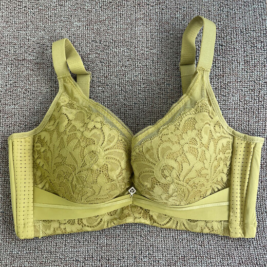 Aidai 2023 New BRA 6629 Top montierte atmungsaktive Meridian-Einstellung Typ Weichstahl Ring Frauen Unterwäsche gelbe Blätter (Dicke ca. 2 cm) 75B mittelschwerbecher ca. 1 cm