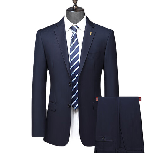 Pierre Cardin Spring Wool Suit Men's High-end Middle-aged Men's Business Formal Wedding Suit Dark Blue MY7005 Style 170 Size Recommended 100Jin Jin is equal to 0.5kg -120Jin Jin is equal to 0.5kg