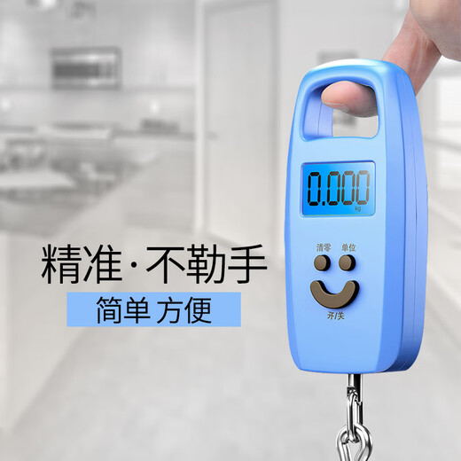 精永买菜称重手提电子称迷你便携式秤高精度弹簧秤50kg快递称小秤 时尚炫酷黑 50kg 0.02kg