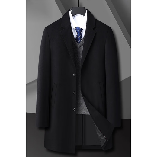 Pierre Cardin Fat Gran Tamaño de gama alta de longitud media lana de lana de lana de lana más grasa más gabardina de lana de lana de otoño y lana de otoño.
