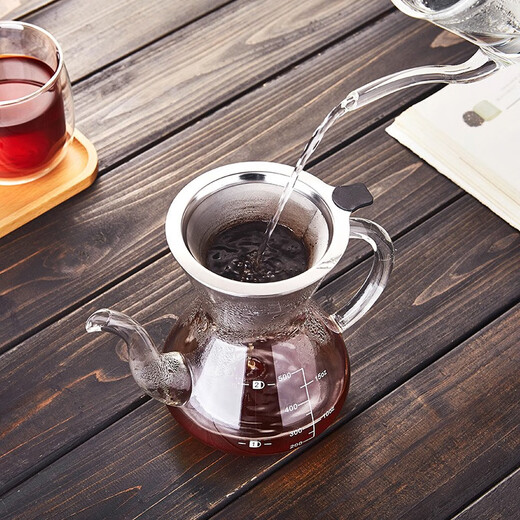 Mesni hand-brewed coffee pot set heat-resistant glass filter sharing pot stainless steel graduated drip filter upgraded coffee pot 750ml