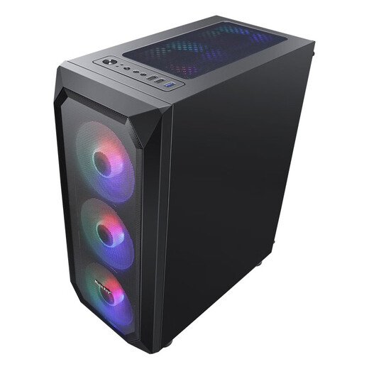 Huntkey Night Hunter 5 Computer Case Desktop DIY Full Side Transparent Gaming Water-cooled ATX Large Board Backline Case Night Hunter 5-Black + E-Sports 400W Power Supply (Rated 400W)