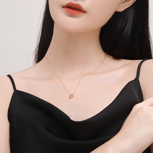 Saturday Fortune (ZLF) 18K gold diamond necklace for women, diamond love pendant, gold set chain, holiday gift for girlfriend, T 40cm + tail chain 5cm