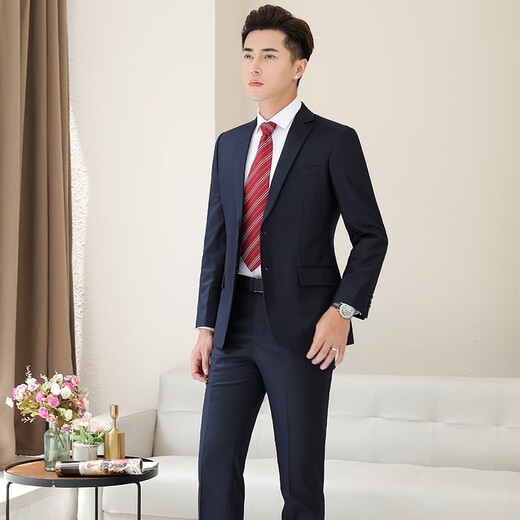 Yuanjie (door-to-door measurement) Yuanjie tailor-made navy blue men's suit casual suit slim professional suit gray jacket + pants tailor-made