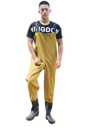 Wading pants, half-length rain pants with rain boots, one-piece water fork pants, full body waterproof clothing, fishing waders, thickened water shoes, leg-length pants 50 silk (this model does not come with a belt) 40