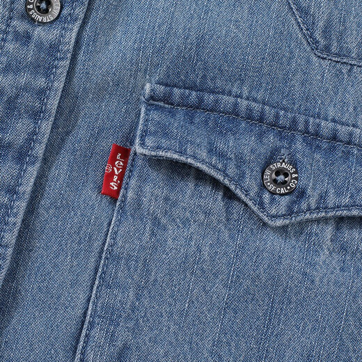 Levi s Levi's children's denim shirt spring and autumn pure cotton comfortable children's long-sleeved shirt retro stone blue 110/52 recommended height 98-104cm