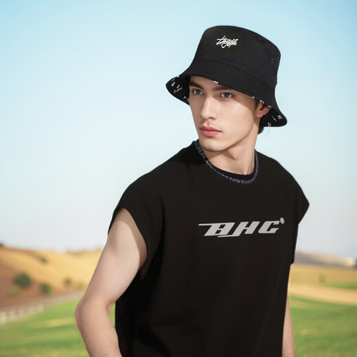 GLO-STORY sun hat for men and women, letter embroidered fisherman hat, literary, casual and versatile double basin hat for men, sun hat for all seasons