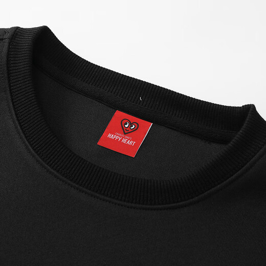 Charles Heart White Deer & Wang Churan same style sweatshirt for men and women couples same style round neck plus velvet top black plus velvet L