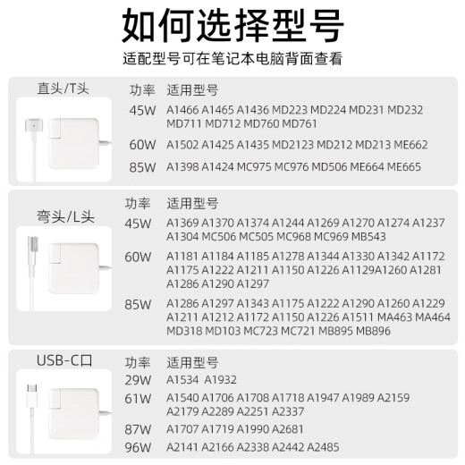 YouPin Apple Charger laptop Charger 85W para MacBook Pro A1398 A1424 MC975 Cable adaptador de alimentación de 1.7 metros 20V4.25A T-Head