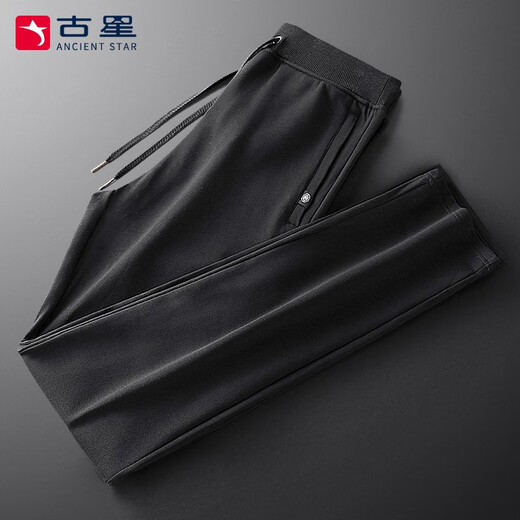 古星（GUXING）运动裤男秋冬款加绒裤直筒休闲裤宽松冬季外穿保暖裤棉针织长裤子 6623冬款黑色（超柔绒升级款） L/175