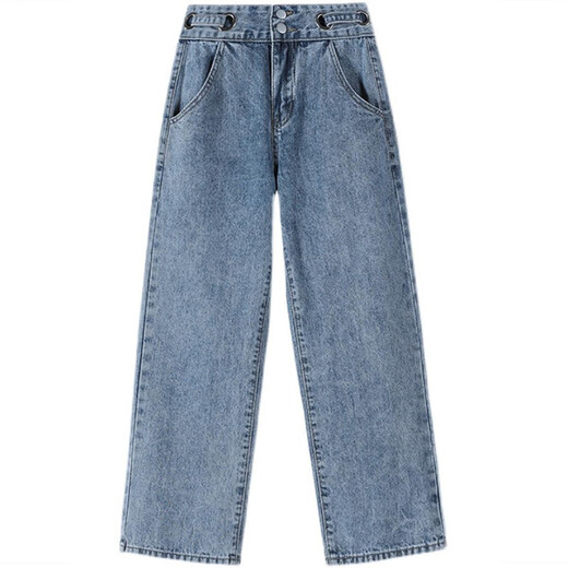 Ran Yilans gleichen Stil wie Zewanbang kleine hoch taillierte Jeans für Frauen mit Weitbein in Frühlings- und Herbstkleidung mit losen geraden Fliesen, wodurch sie größer und kürzer aussehen. Black Neun-Punkte 9901 XS empfohlen 70jin [Jin ist gleich 0,5 kg] -80jin [Jin ist 0,5 kg]]