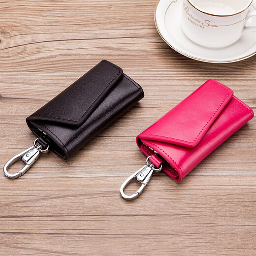 
Fashionable, simple and multi-functional car key bag for men's genuine leather, large capacity cowhide women's key bag new card bag coffee