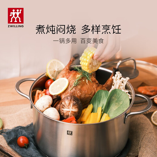 ZWILLING soup pot stainless steel deep-burning pot large-capacity soup pot stew pot stew pot porridge cooking noodle pot NovaPlus deep-burning pot 20cm