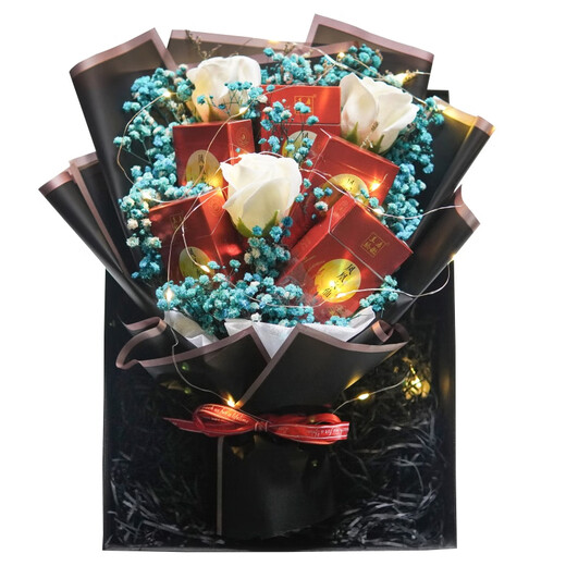 Ins Douyin same style Douyin creative gift men's tea bouquet for boyfriend practical birthday gift full of stars finished long-distance relationship gift box + handbag. Blue. Type A