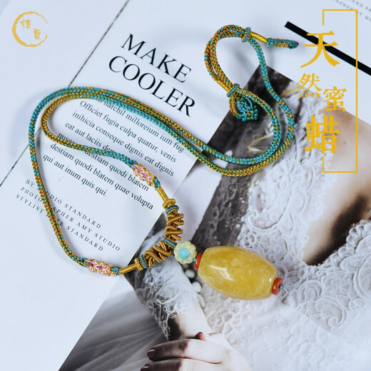 Xuanxia with certificate natural raw stone polished Russian beeswax pendant women's amber clavicle chain pendant girlfriend gift