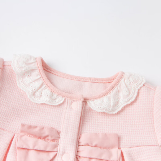 DAVE/BELLA (DAVE/BELLA) Western style female baby jumpsuit newborn clothes baby jumpsuit rompers spring newborn harem pink houndstooth 80cm (recommended height 73-80cm)