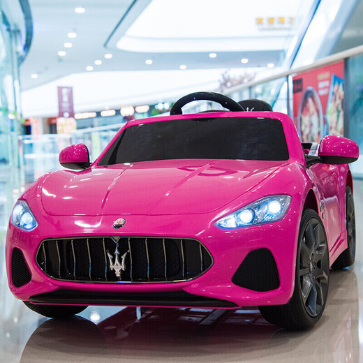 Cool Sun Maserati children's electric car four-wheel four-wheel drive remote control can sit for people, baby and children sway toys early education car paint red: soft tire + four-wheel drive leather seat + remote control sway Bluetooth + portable pull rod