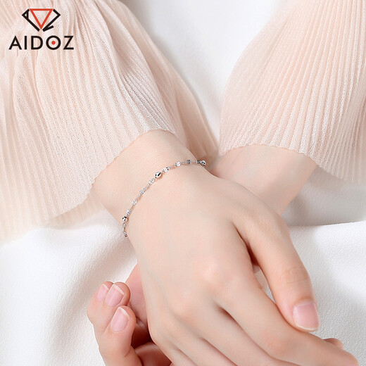 Aido Diamond pt950 platinum bracelet for women, round beads, cool style, fashionable, versatile platinum chain, adjustable, weight 2.0-2.2 grams + delivery certificate