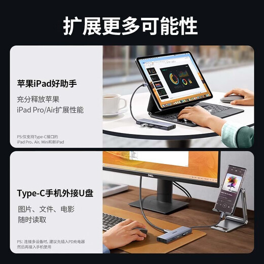 Green Network Type-C Extension Dock Thunderbolt 3/4 Extension Dock USB-C-ADAPTAT HDMI Splitter adapté à l'ordinateur MacBook 10-en-1 [HDMI + VGA + Card réseau + audio] 15601