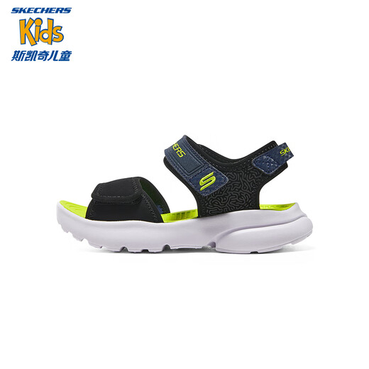 Skechers Skechers Sandals Children's Men's Shoes Summer Open-Toed Big Children's Refreshing Easy-Bend Beach Shoes 406512L Black/Lemon/BKLM 33.5