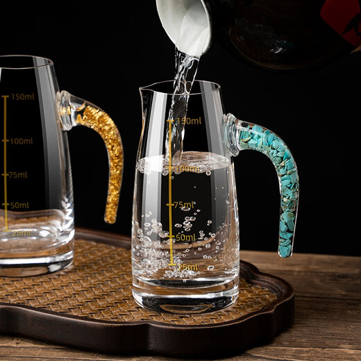 Luxury Flowers crystal glass white wine cup wine divider wine jug decanter pouring wine jug set red wine Chinese style wine jug wine set seven-character gold foil handle 100ml Jinshan wine divider 2 pieces