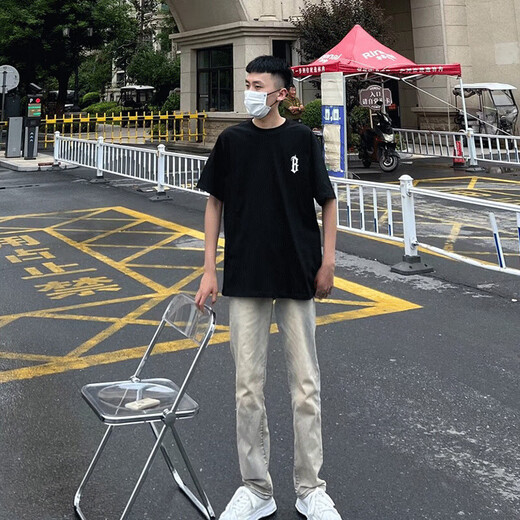 7家优品美式黄泥牛仔裤男装夏季新款休闲宽松直筒修身潮流高街工装长裤子 TCFS-723黄泥色 L