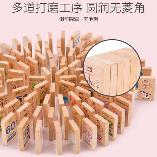 福孩儿100片多米诺骨牌积木双面认数识数字汉字幼儿童益智玩具男孩女孩 100粒数字汉字多米诺骨牌