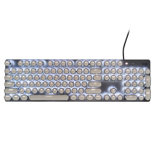 罗技（Logitech） K845 有线机械办公键盘 游戏电竞 朋克复古键盘外设电脑笔记本节日礼物 diy个性键帽 K845(青轴)+经典朋克键帽-白