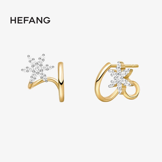 HEFANG He Fang Jewelry Gilded Snow Earrings Silver Earrings Women's Light Luxury High-end Birthday Gift for Girlfriend Gold