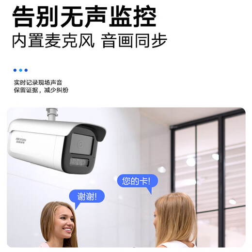 
HIKVISION Hikvision Monitor Camera Outdoor 6 million Ultra HD Infrared Night Vision Outdoor Waterproof Sound Pickup Mobile Phone Remote Security Equipment 3T66WDV3-I3 4mm