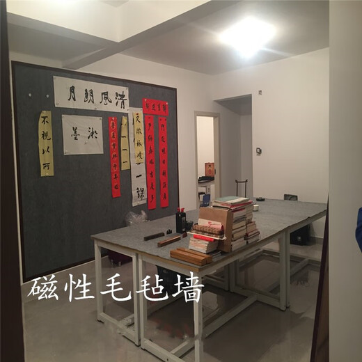 吸磁性书画毛毡墙贴 磁性毛毡 铁性书法展示教学磁铁固定国画墙SN4837 100*200CM 铁板双面胶 白色 羊毛