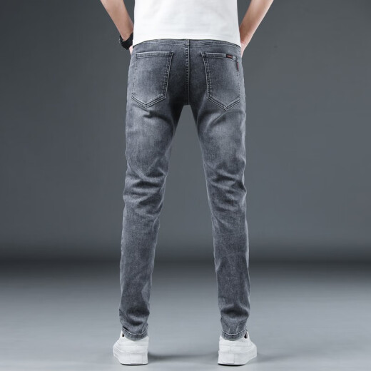 
Lee Cooper high-end ice oxygen bar jeans men's slim straight Korean style stretch light color casual long trousers 2025 summer thin style 1049 gray regular size 29