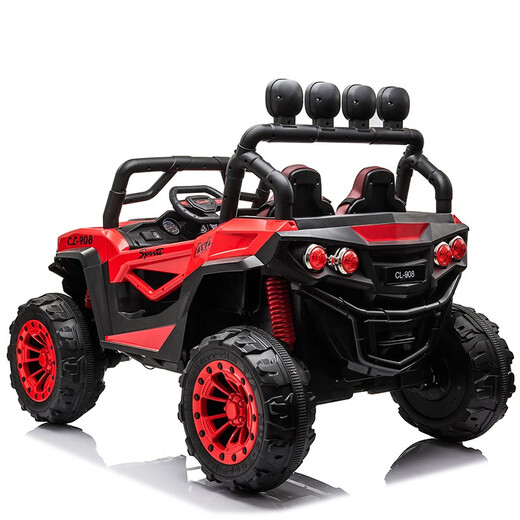 Micai Baby Electric Car Vierräder Doppelauto, Fernbedienung Auto Baby Spielzeugauto können für Männer und Frauen Kinderwagen sitzen, Top Rot: Doppelsitz + großer Batterie + Ledersitz