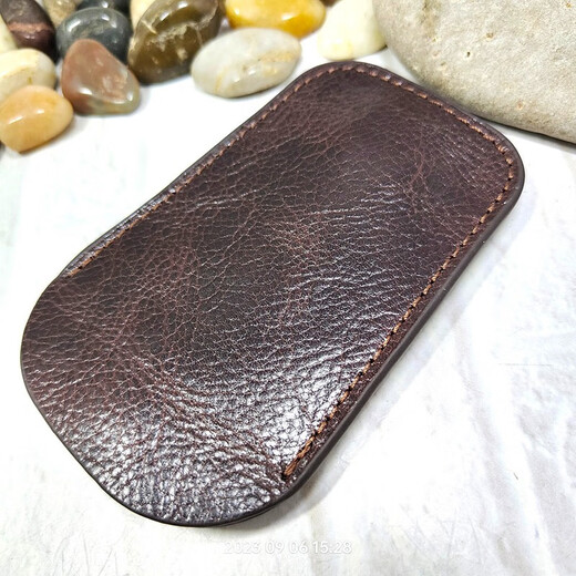 Bronck Pull-out kleine Schlüsselbeutel Mini Ultra-dünn tragbarer Männerkopfschicht Cowide Draw String Key Cover Key Bag Damen 1858 S-vegetierbares Bräunungskoffer