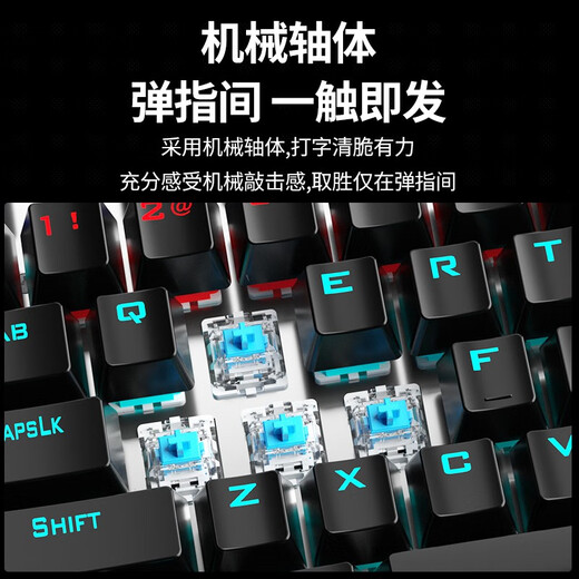 Wolf Spider (AULA) F2008 mechanical keyboard wired keyboard gaming keyboard 104-key backlight ice blue light computer keyboard notebook keyboard black blue axis