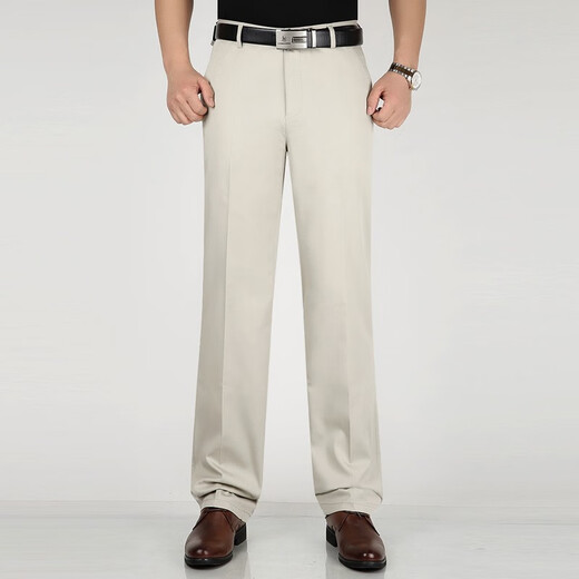 
Liangxin Chengpin casual pants men's ice silk cotton spring and summer thin high waist loose comfortable elastic long trousers business casual straight pants 1595 meters gray 38 waist circumference 3 feet 1