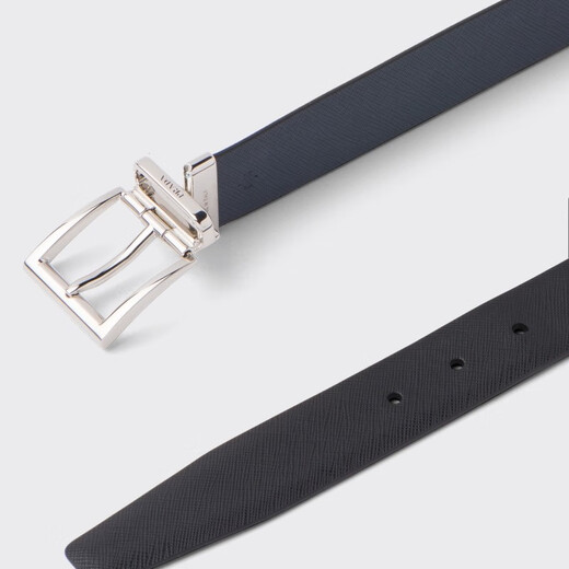 PRADA/Prada gift men's reversible Saffiano cow leather belt belt black/Baltic blue 80cm
