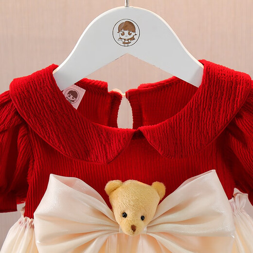 Kexin baby girl dress summer fashionable little princess dress one-year-old clothes baby dress baby girl summer dress red (short-sleeved dress) 90 size recommended 1-2 years old (height around 85)