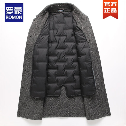 
Romon 2025 autumn and winter new style stripping down liner double-sided wool coat men's wool wool coat new product gray M 170