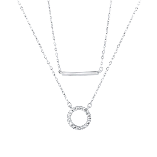 Chaoyu S999 solid silver one-word double-layer stacked necklace for women, diamond-encrusted clavicle chain, temperament necklace, birthday and Valentine's Day gift, silver necklace, exquisite gift box