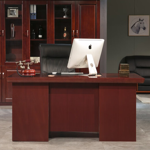 ZHONGWEI Desk President Desk Sticker Solid Wood Leather Manager Desk Computer Desk Staff Desk Financial Desk Boss Desk 1.4 Meters