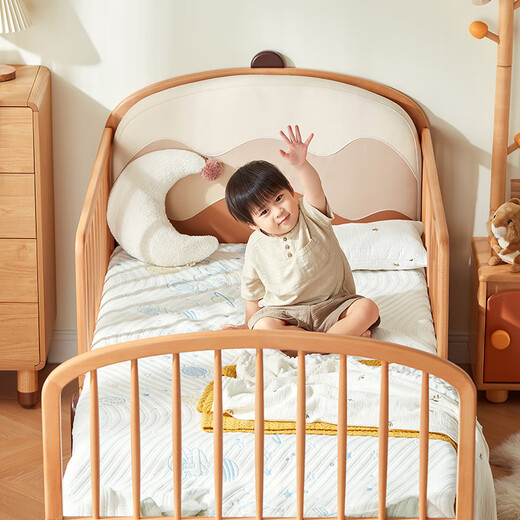 LINSY KIDS Lin's children's bed solid wood retractable crib guardrails detachable splicing bed folding pull-out bed household small bed 1.14~2.0m retractable bed