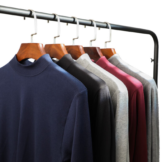 Yalu 2 conjuntos de ropa de otoño para hombre, calzoncillos largos, ropa interior térmica de otoño e invierno de algodón puro para hombre, suéter de algodón con fondo de traje para hombre, negro + gris cáñamo oscuro, traje de algodón puro con cuello medio XL (recomendado 120-150 Jin Jin equivale a 0,5 kg)