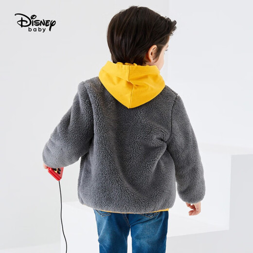 Disney Disney Boys Children's Clothes Children's Comfort Cotton Velvet Stand Collar Jacket Thickened New Cartoon Cotton Clothes 2020 Winter DB041IE03 Dark Gray 130cm