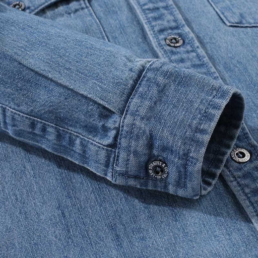Levi s Levi's children's denim shirt spring and autumn pure cotton comfortable children's long-sleeved shirt retro stone blue 110/52 recommended height 98-104cm