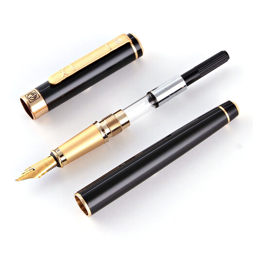 Picasso (Pimio) Picasso 902 Brunnen Stift Ellbogen gebogener Tipp Kalligraphie Stift Männlich und weibliche Kalligraphie -Praxis Erwachsene Studenten verwenden Signature Pen Picasso Fountain Stift kostenlos Gravur [Pure Black Gold Clip Art Pinsel] 1.0mm