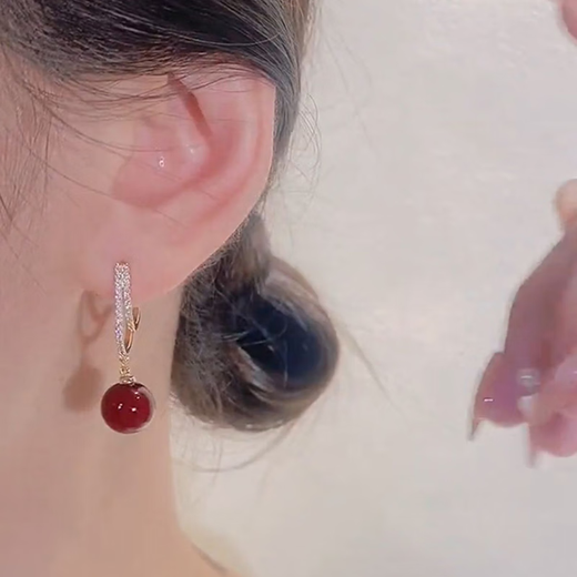 Idel Fashionable Personalized Earrings Earrings Women's Red Geometric Earrings Korean Style Long Birthday Gift Red Earrings E2425